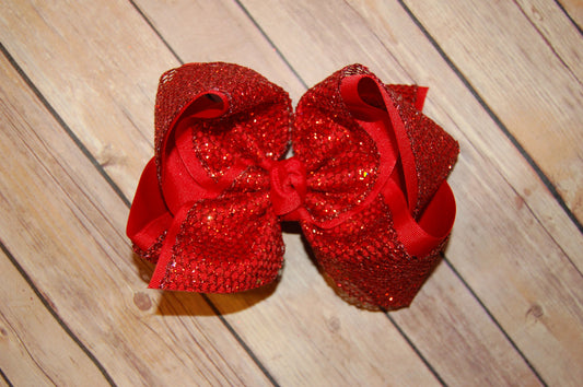 RED Glitter Mesh Hair Bow