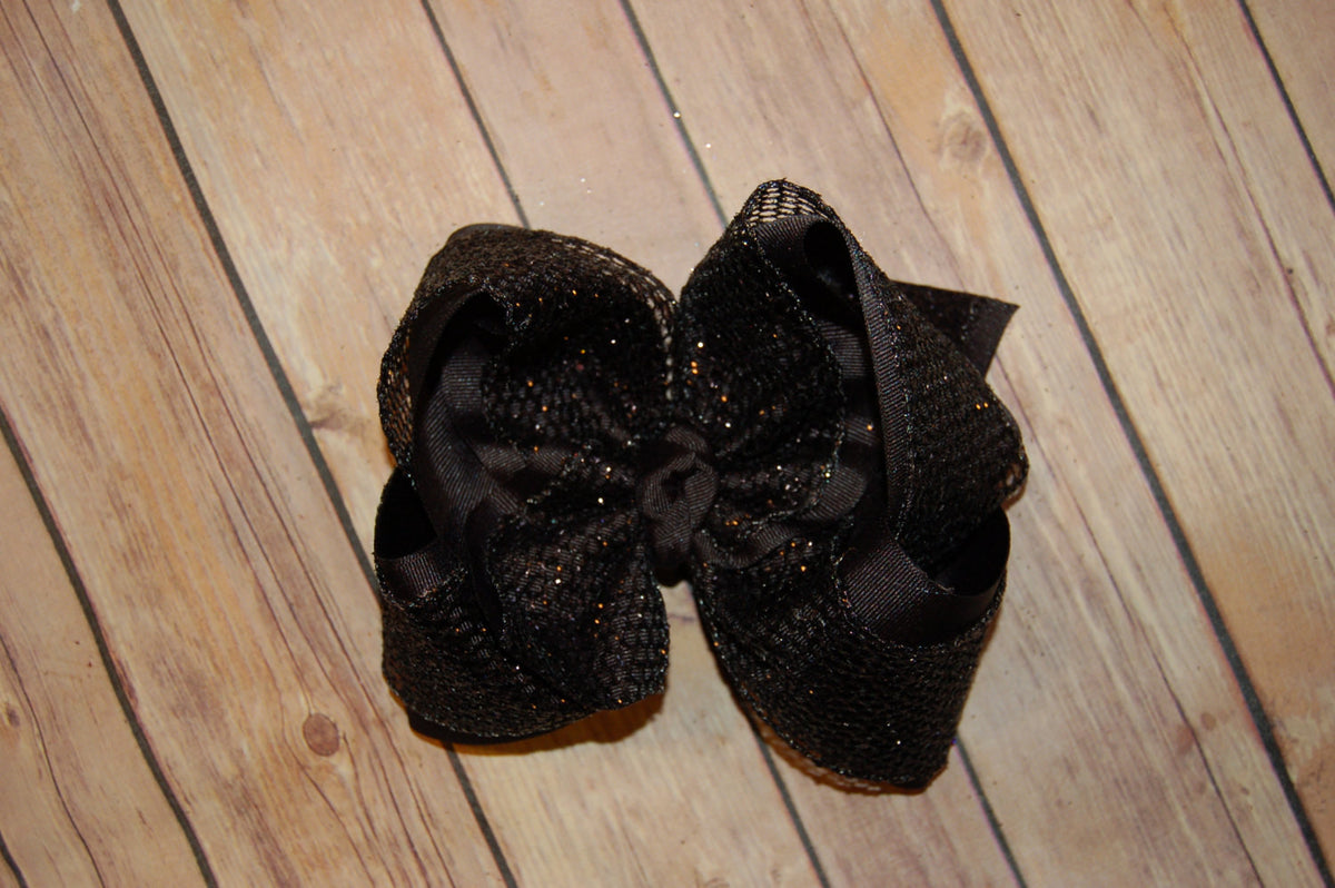 BLACK Glitter Mesh Hair Bow