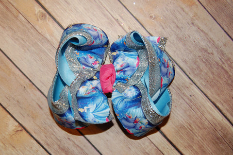 Cinderella Fairy Godmother Triple Glitter Hair Bow