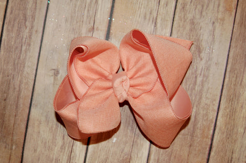 Coral Solid Canvas Hair Bow