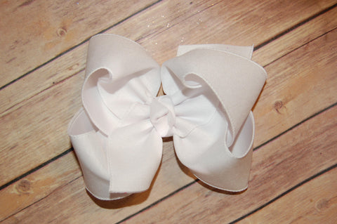 Solid White Canvas Hair Bow