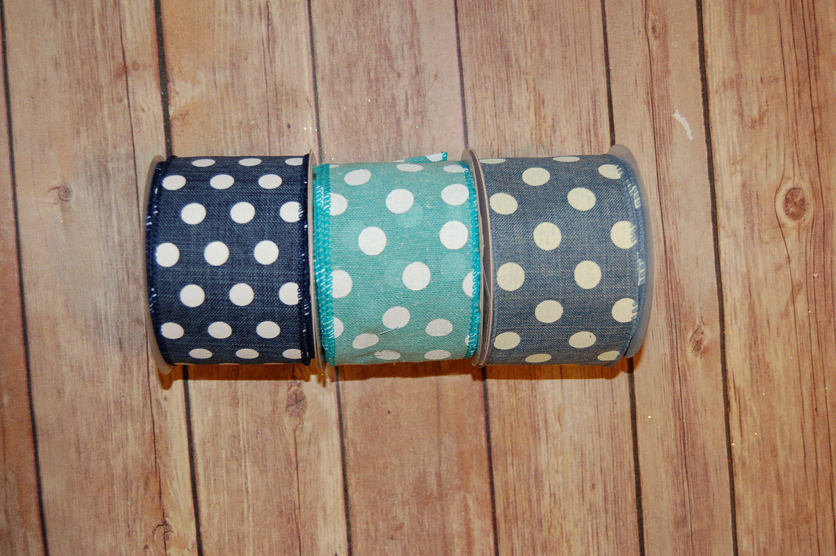 Canvas Polka Dots Hair Bow