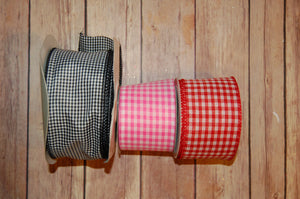Gingham Red, Black or Pink Hair Bow