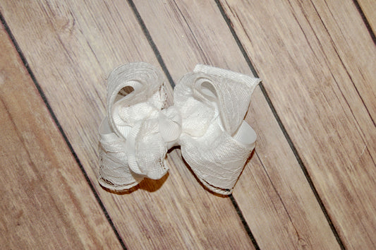 Small Medium White Lace Hair bow