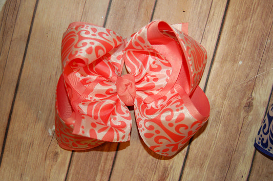 Damask Scroll Hair Bow