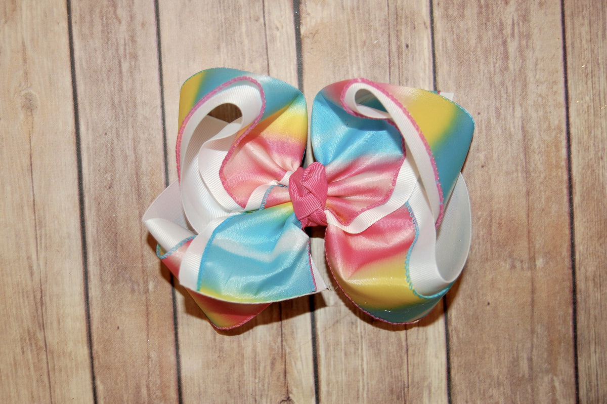 Rainbow Ombre Tie Dye Multi Color Hair Bow