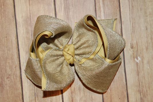 Gold Metallic Canvas Linen Hair Bow