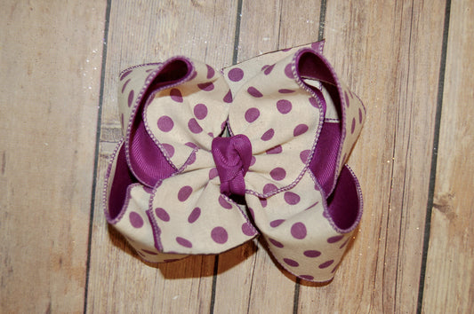 Cream Orchid Dot Canvas Hair Bow
