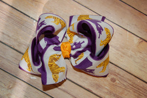 SSD LSU Tigers Purple Gold Canvas Hair Bow