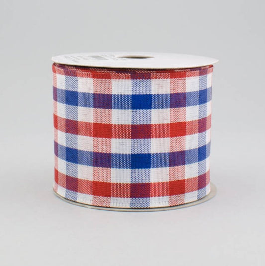 SSD Red White & Blue Plaid Hair Bow