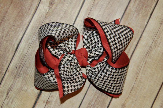 Black White Houndstooth Alabama Hair Bow