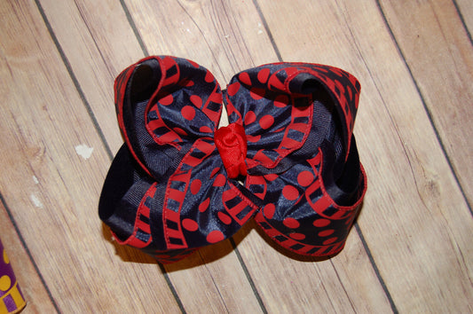 SSD Navy & Red Dots and Stripes Hair Bow