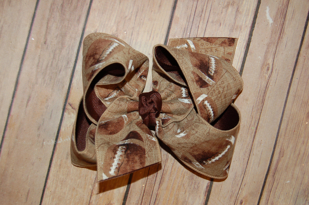 Vintage Football Natural Canvas Hair Bow