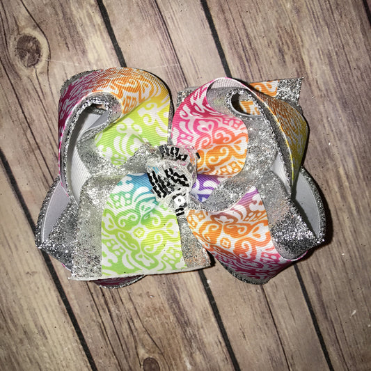 Multi Color Scroll Triple Hair Bow