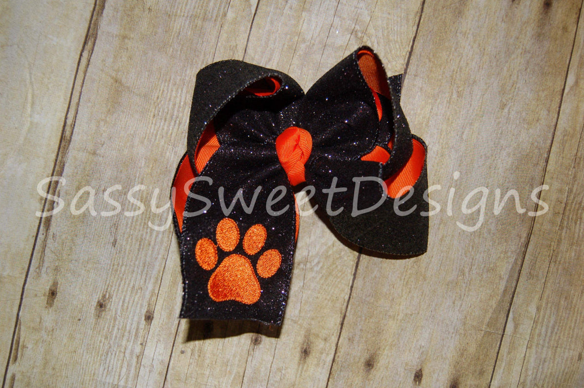 Black Solid Glitter Hair Bow