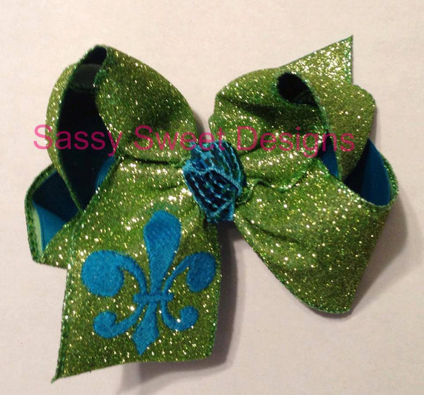 Lime Green Solid Glitter Hair Bow