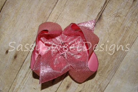 Light Pink Solid Glitter Hair Bow