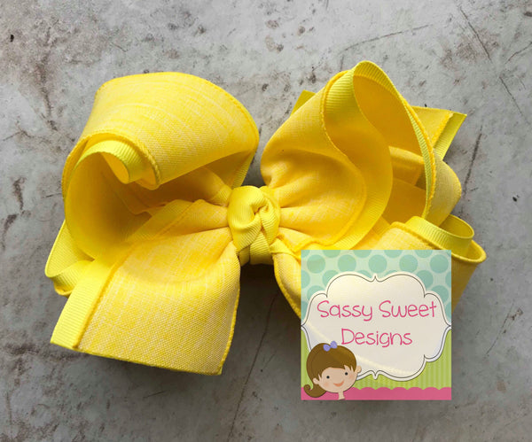 Spring Solid Canvas Hair Bow