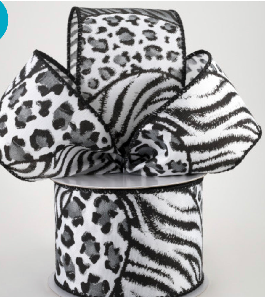 Animal Print Craze Black & White HairBow