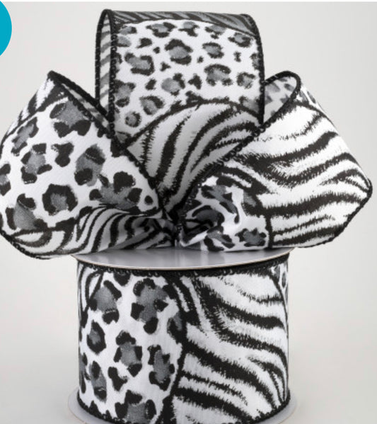 Animal Print Craze Black & White HairBow