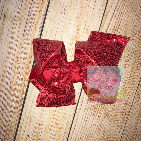 Red Sassy Sequins Hair Bow